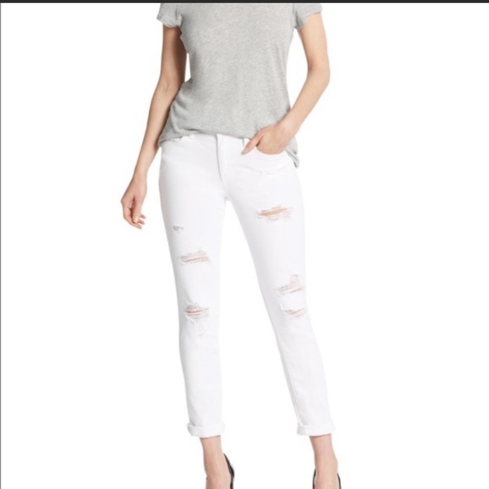 Joe’s Jeans white distressed skinny fit mid rise